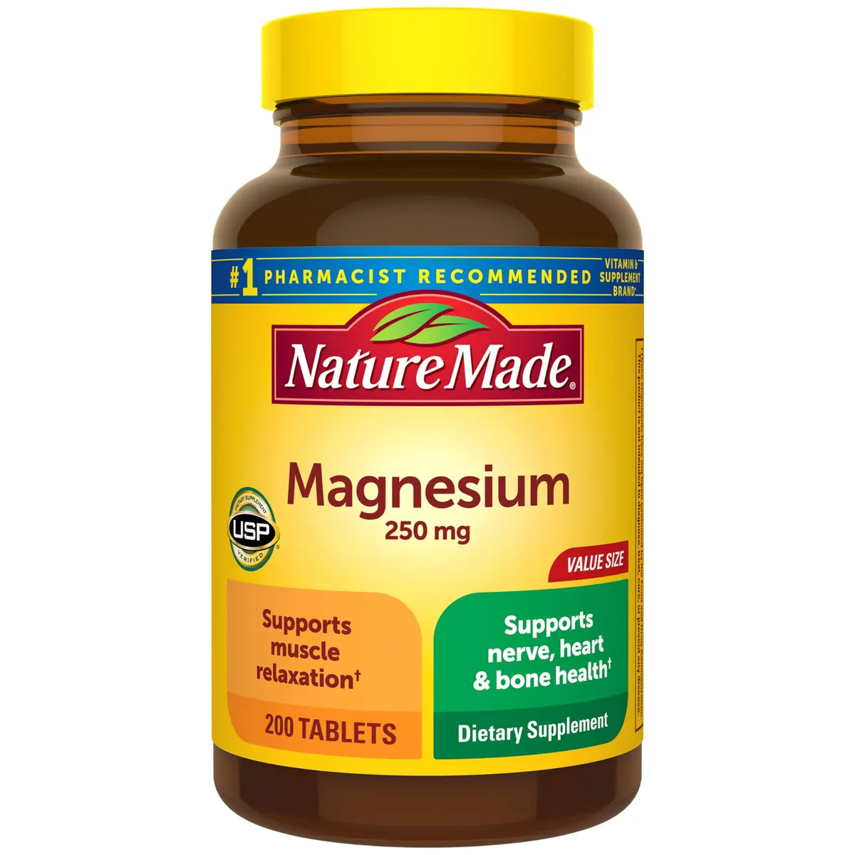 Nature Made Magnesium Oxide 250 mg Tablets | 200 Count (Pack of 1) | Supports Muscle Relaxation, Heart, Bone & Nerve Health - main product image