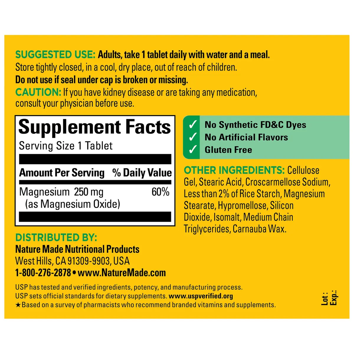 Nature Made Magnesium Oxide 250 mg Tablets | 200 Count (Pack of 1) | Supports Muscle Relaxation, Heart, Bone & Nerve Health - view 7