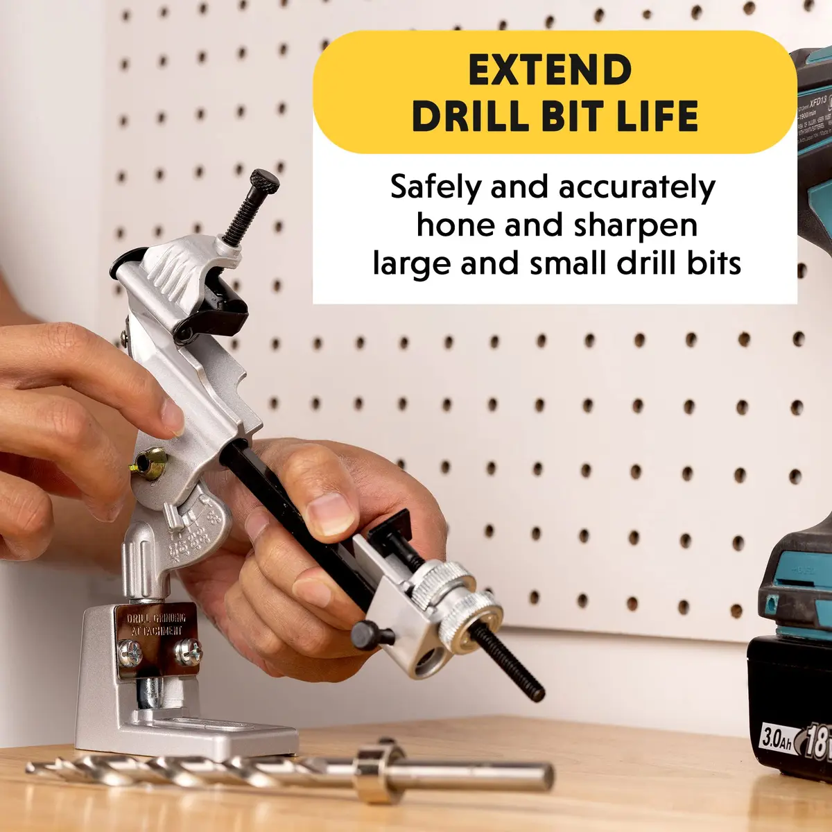 General Tools Drill Grinding Attachment #825 - 4.91" x 4.91" x 7.38" | Sharpens Bits to Factory Accuracy - view 2