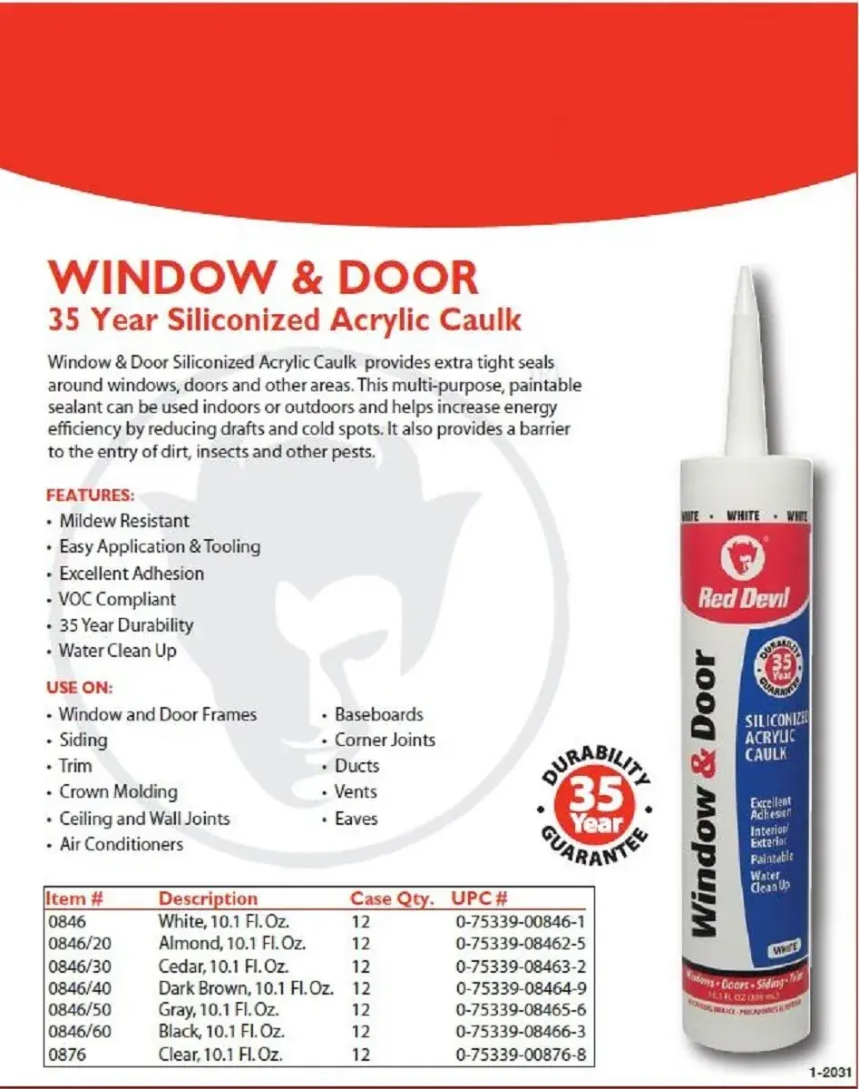 Red Devil Window & Door Silicon Acrylic Caulk Almond 298ml (10.1 Fl Oz) | Seals Drafts & Pests - view 2