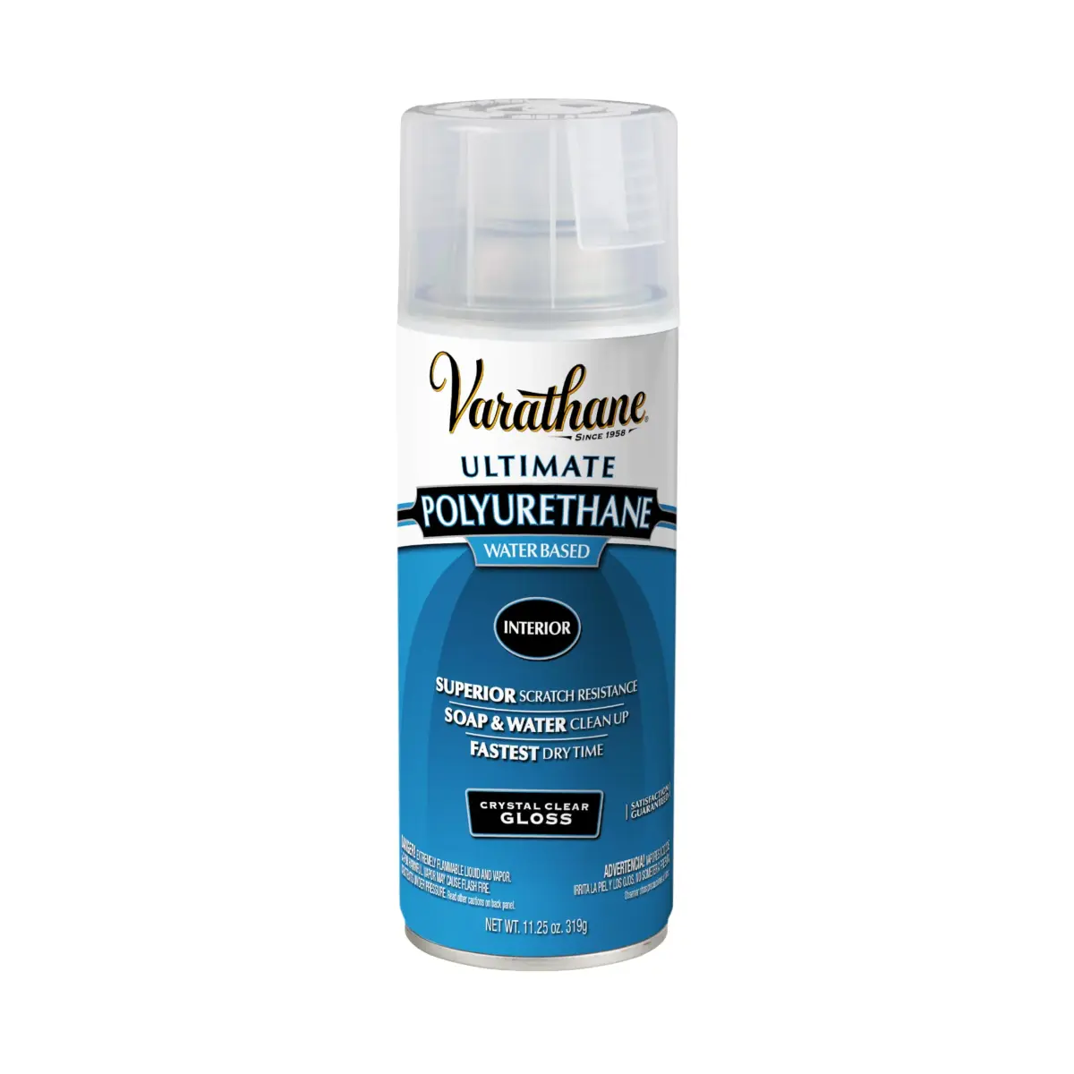 Varathane Ultimate Water-Based Gloss Polyurethane Spray 296ml (10 fl oz) | Crystal Clear Interior Wood Protection - main product image
