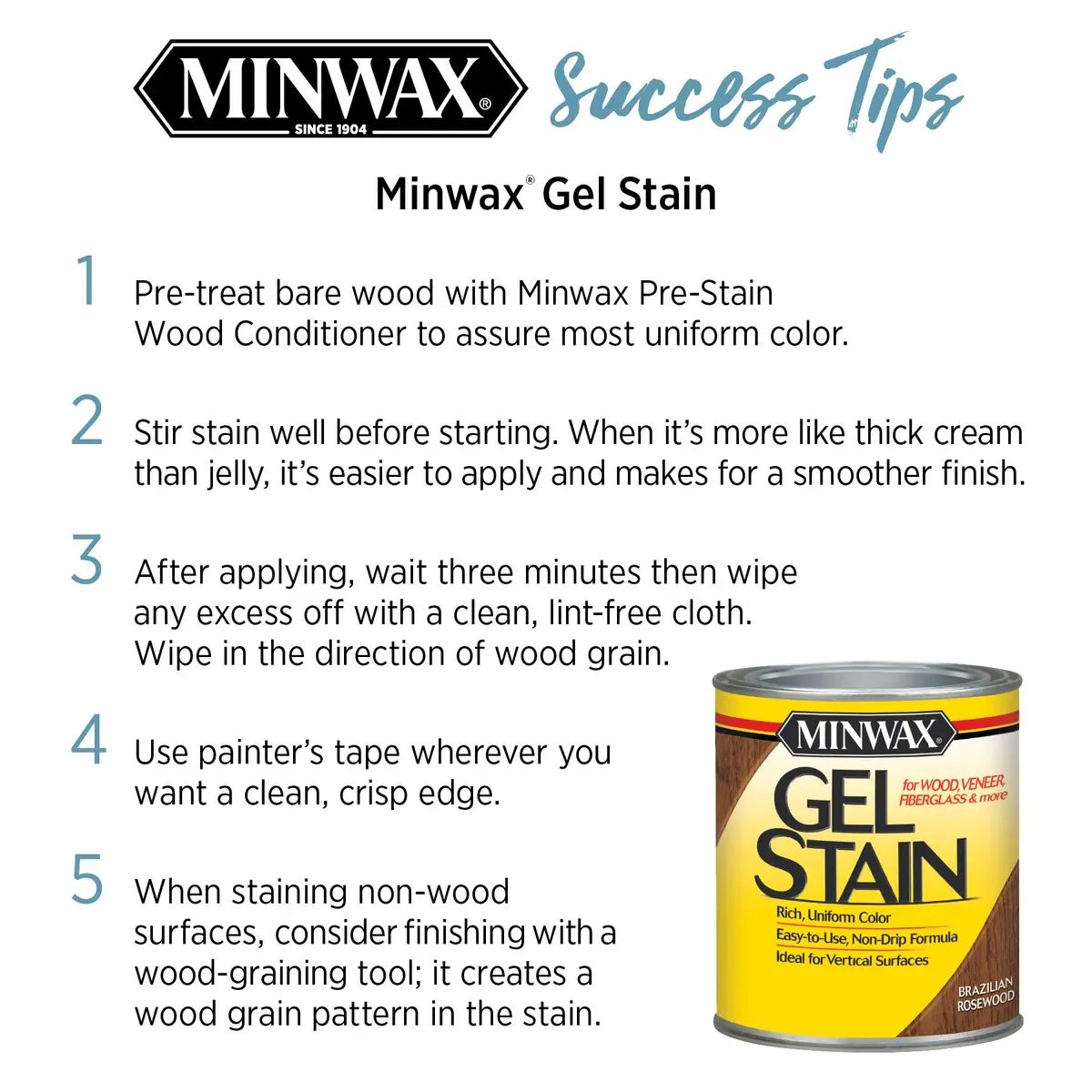 Minwax Gel Stain Mahogany 1/2 Pint | Rich Interior Wood Finish with Control - view 6