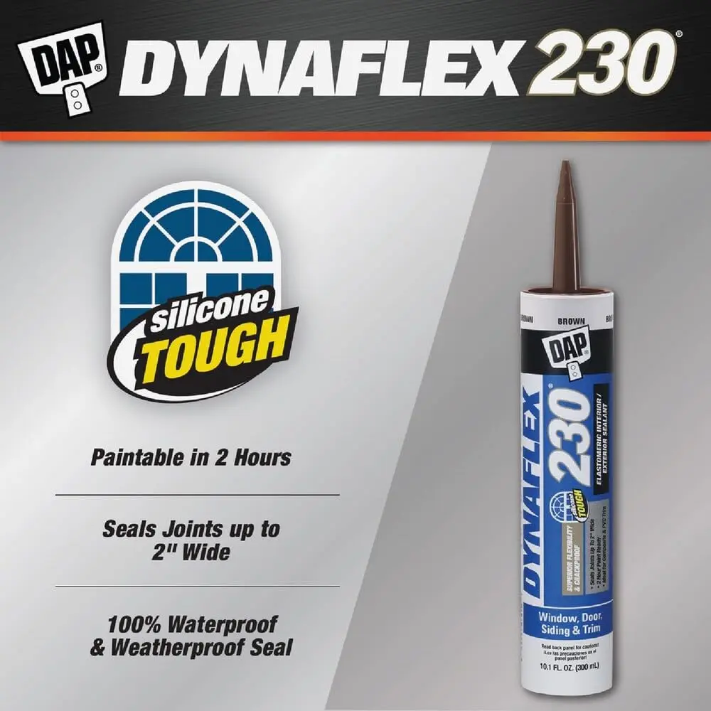 DAP Dynaflex 230 Premium Elastomeric Sealant, Brown, 10.1 Oz | Waterproof, Flexible, Paintable - view 2