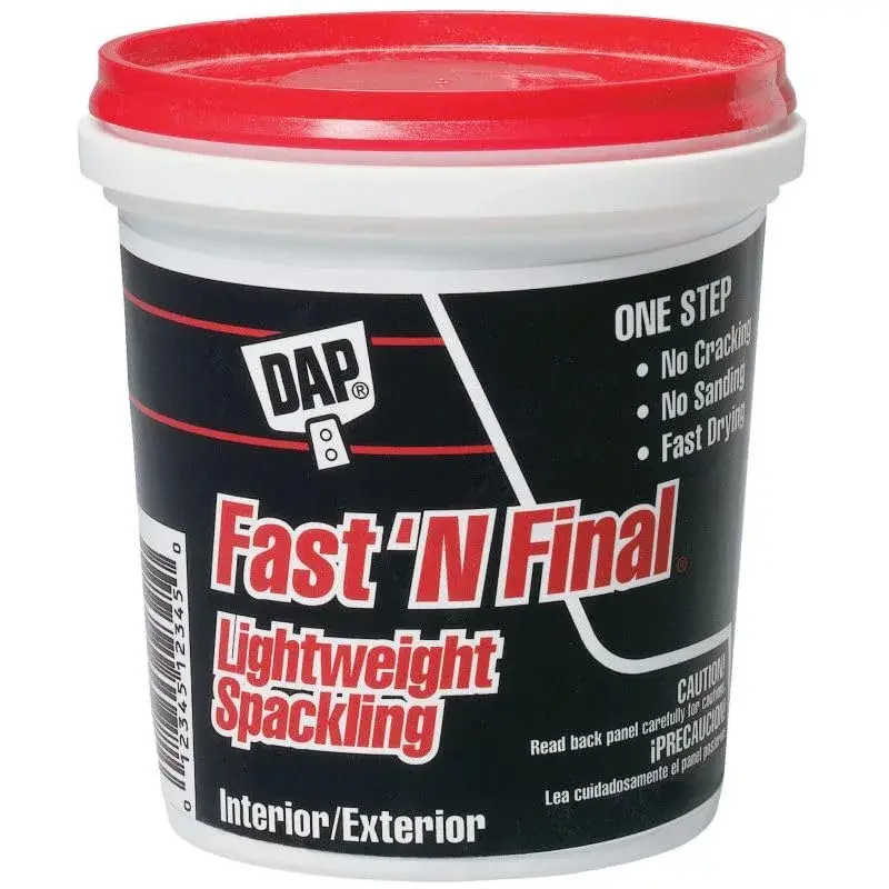 DAP Fast 'N Final Lightweight Spackling White 8 Oz (227 g) | Pack of 12 | Repairs Walls, Ceilings, Woodwork - main product image