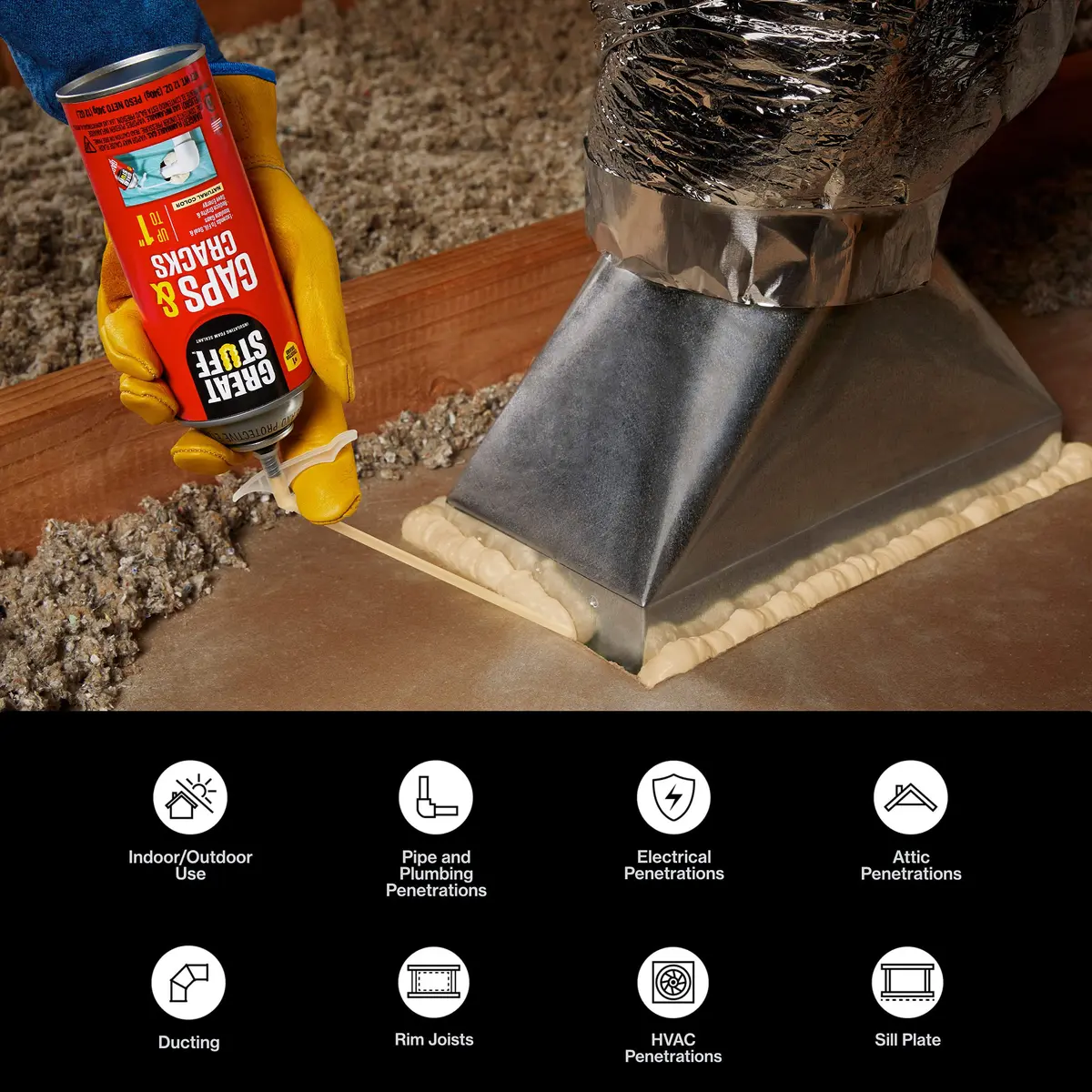 Great Stuff Insulating Foam Sealant 20oz | Airtight, Moisture-Resistant Ivory Sealant - view 2