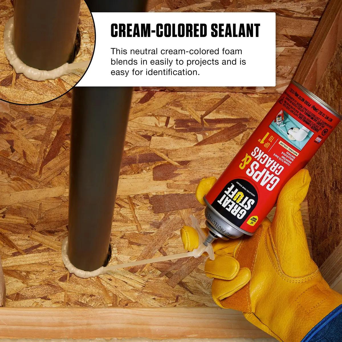 Great Stuff Insulating Foam Sealant 20oz | Airtight, Moisture-Resistant Ivory Sealant - view 4