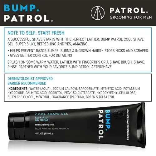 Bump Patrol Cool Shave Gel - Sensitive Clear Shaving Gel with Menthol 118ml (4 Fl Oz) | Prevents Razor Burn, Bumps, Ingrown Hair - view 2