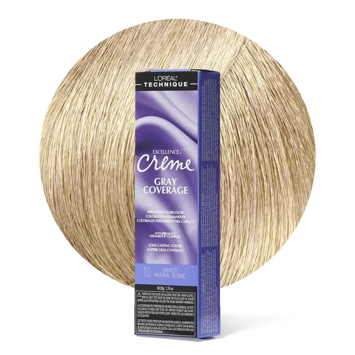 L'Oréal Technique Excellence Crème Permanent Hair Color 10 Lightest Natural Blonde 50ml (1.74 Fl Oz) | Superb Gray Coverage - main product image