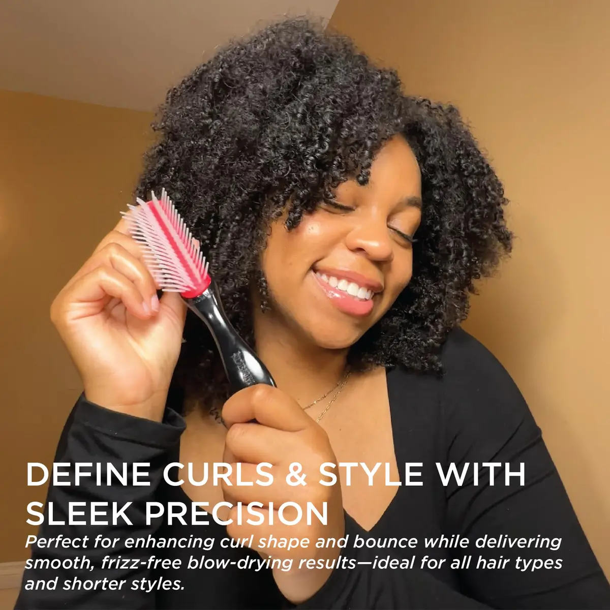 Denman D14 Curly Hair Brush 5-Row Styling Brush Black/Red | Detangles, Defines Curls, Smooths Frizz - view 5