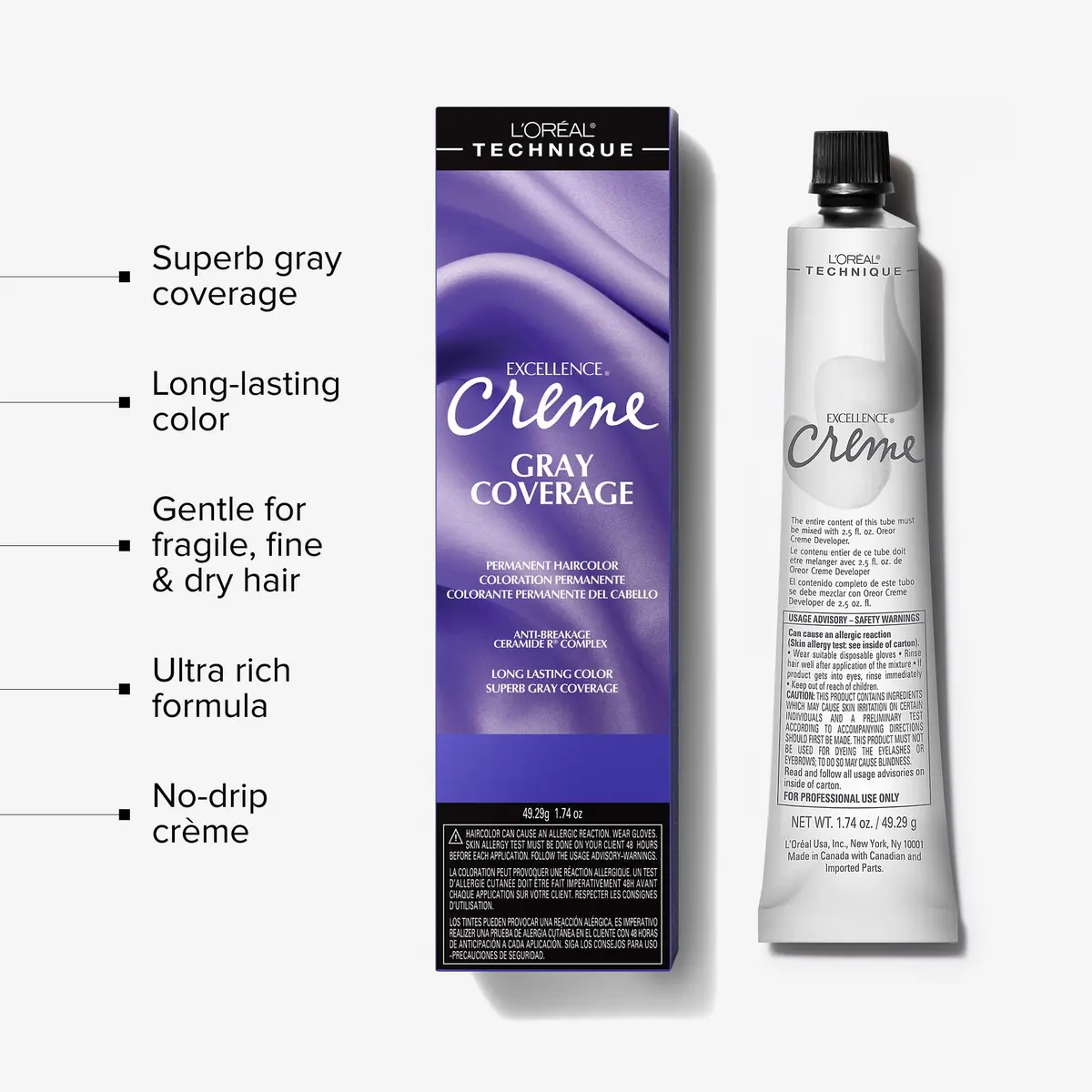 L'Oréal Technique Excellence Crème Permanent Hair Color – Medium Golden Brown 50ml (1.74 Fl Oz) | Superb Gray Coverage - view 3