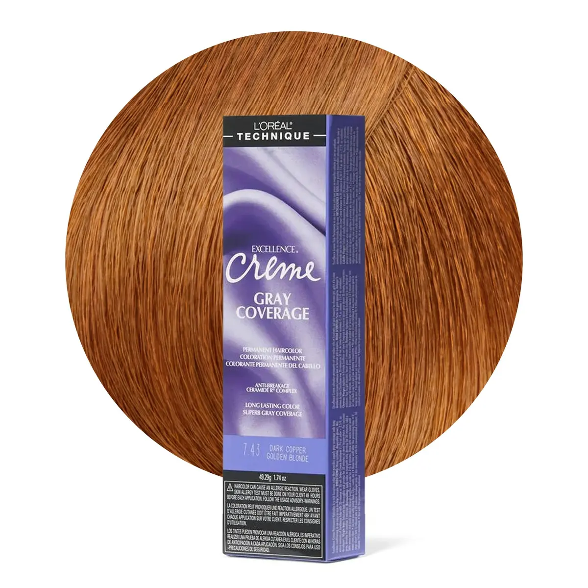 L'Oréal Technique Excellence Crème Permanent Hair Color – Dark Copper Golden Blonde 1.74 Fl Oz (51.5 ml) | Superb Gray Coverage - main product image