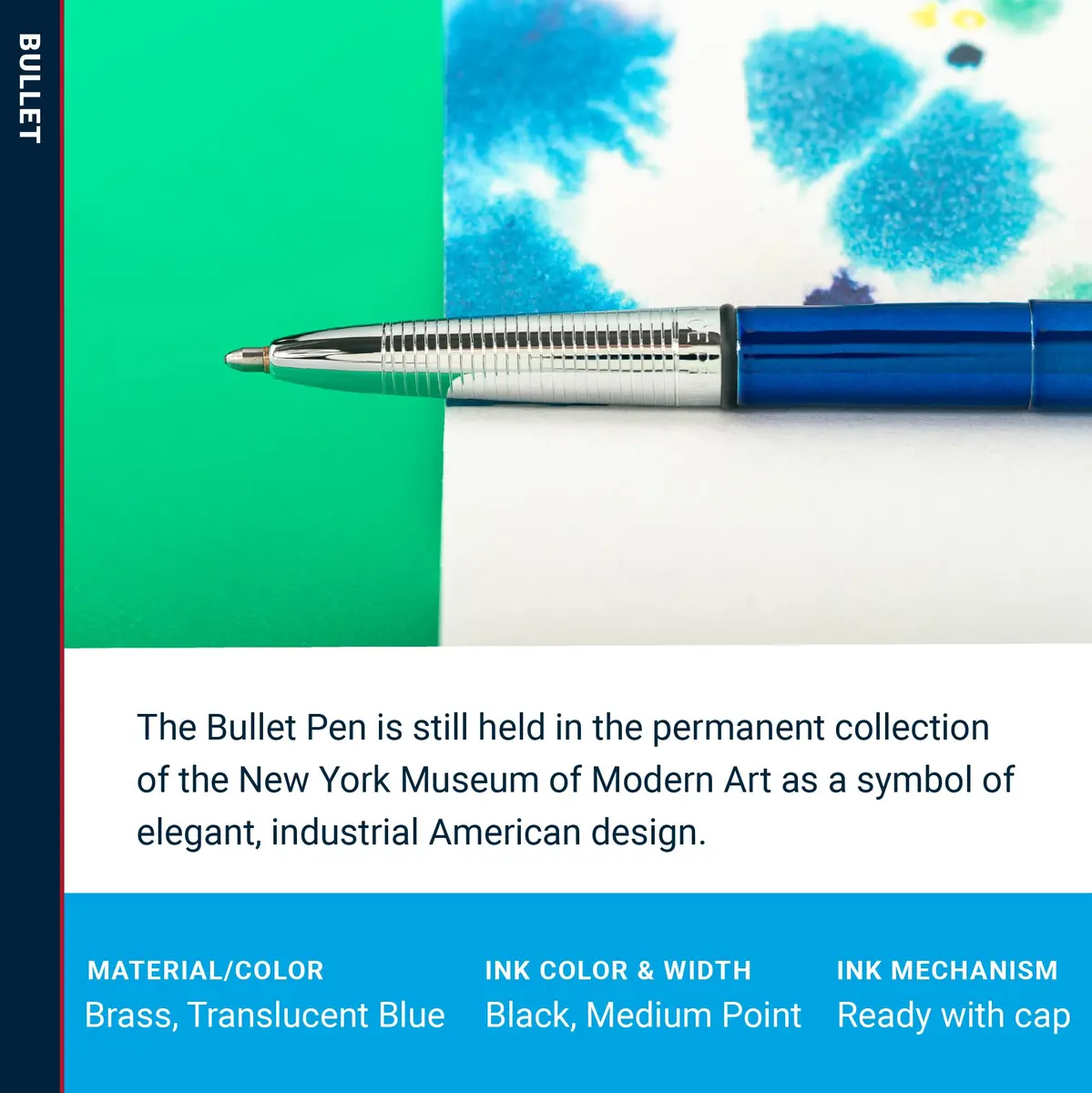 Fisher Space Pen Blueberry Pressurized Ballpoint Bullet Pen, Gift Box - view 3
