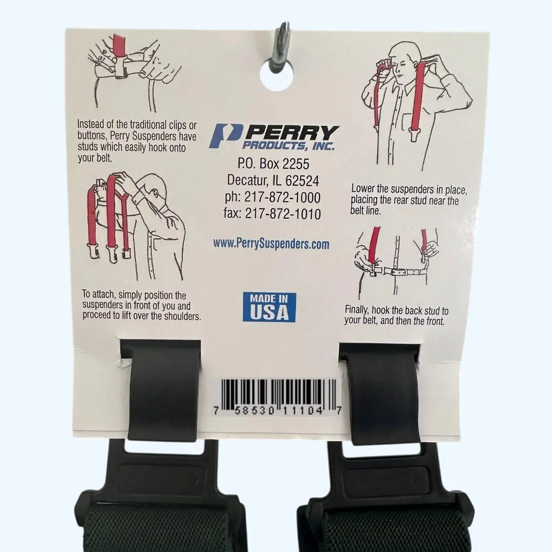 PERRY SUSPENDERS Big & Tall Hunter Green 1 1/2" Belt Hook Suspender (Tall) - view 2
