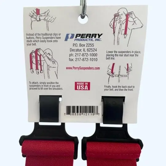 PERRY SUSPENDERS™ 2" Original Suspenders, Red | Durable Belt Hook Design for All-Day Comfort - view 4