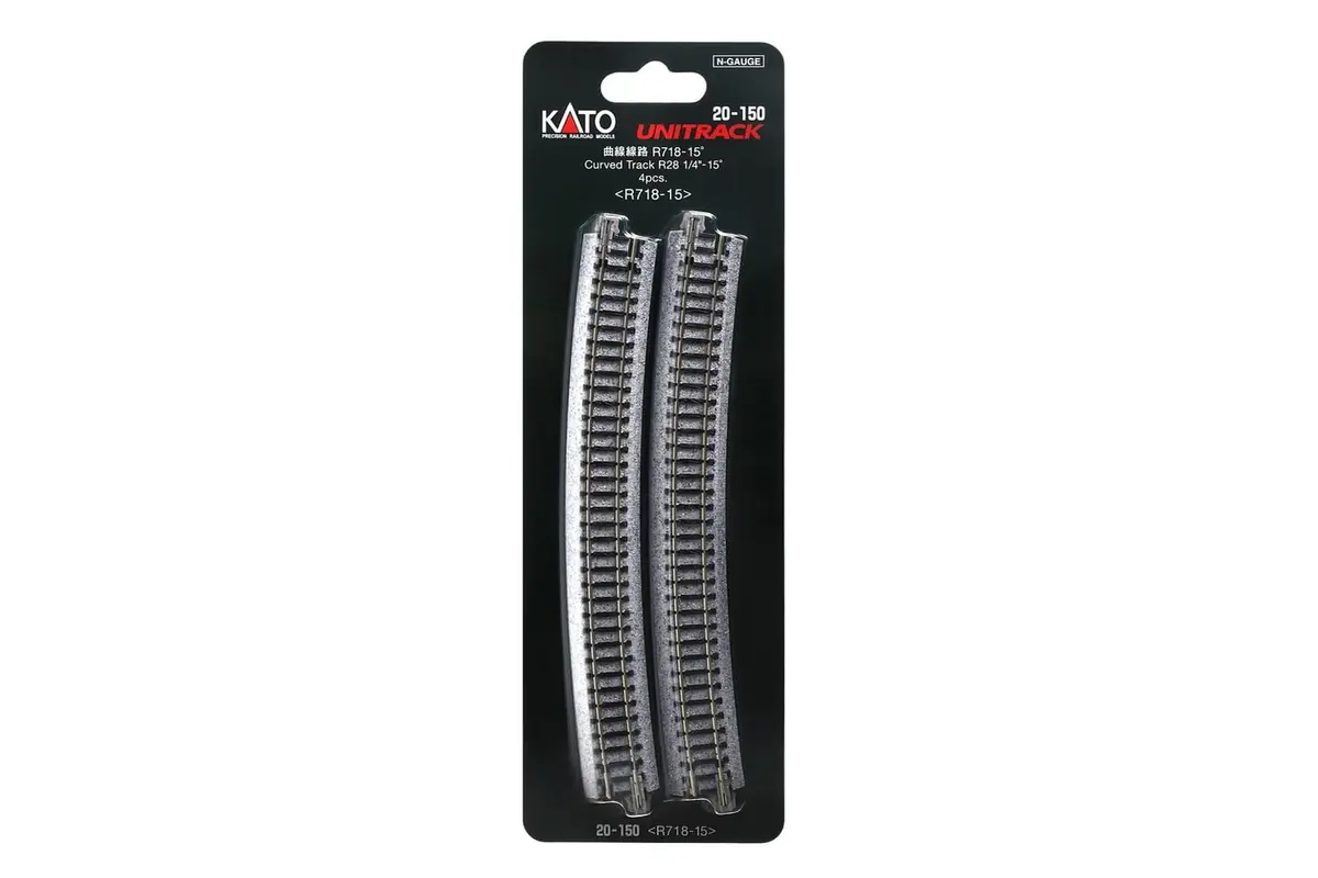 Kato Unitrack N Scale Model Train Track 718mm Radius 15° Curve | Nickel Silver Alloy, Easy Setup - view 4