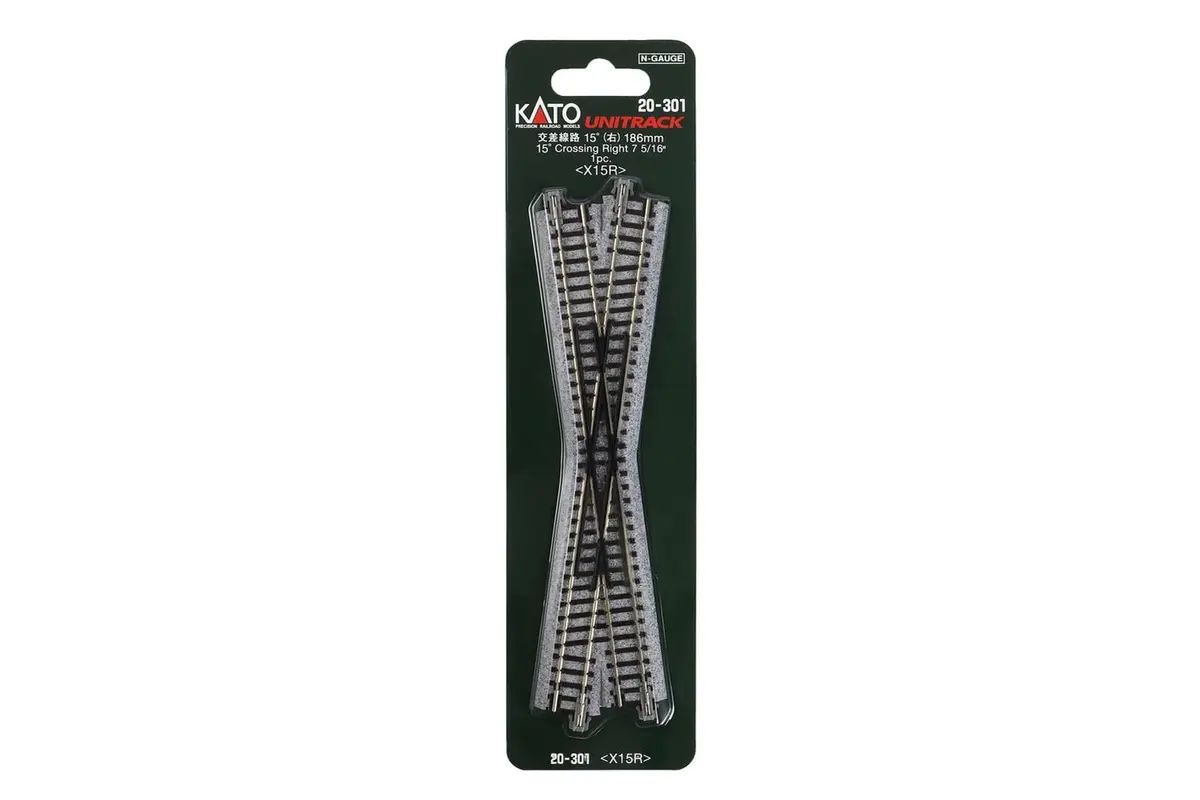 Kato N Scale 186mm 7-5/16 15-Degree Right-Hand Crossing | True to Life Detail, Expert Design - view 3
