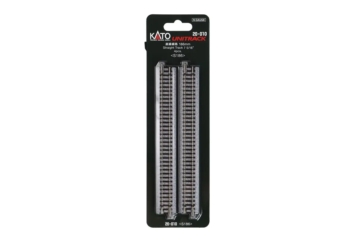 Kato N Scale Unitrack 7 5/16" (186mm) Straight Track - 4 per package | Precision Engineered Model Railroad Component - main product image