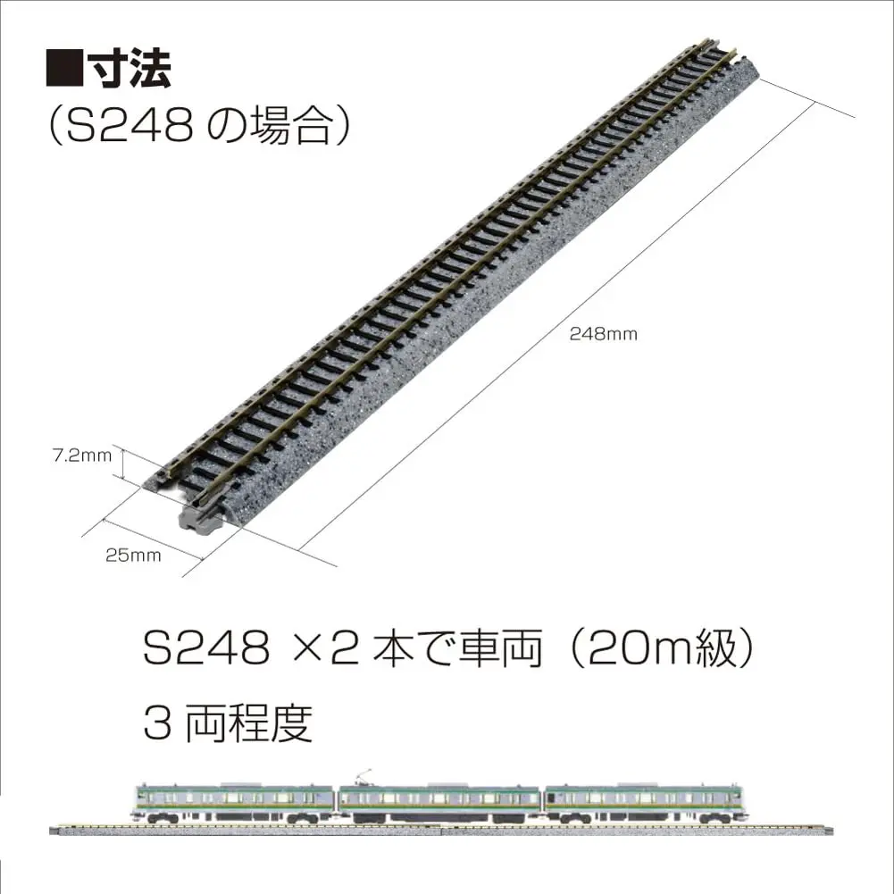 Kato N Scale Unitrack 7 5/16" (186mm) Straight Track - 4 per package | Precision Engineered Model Railroad Component - view 3