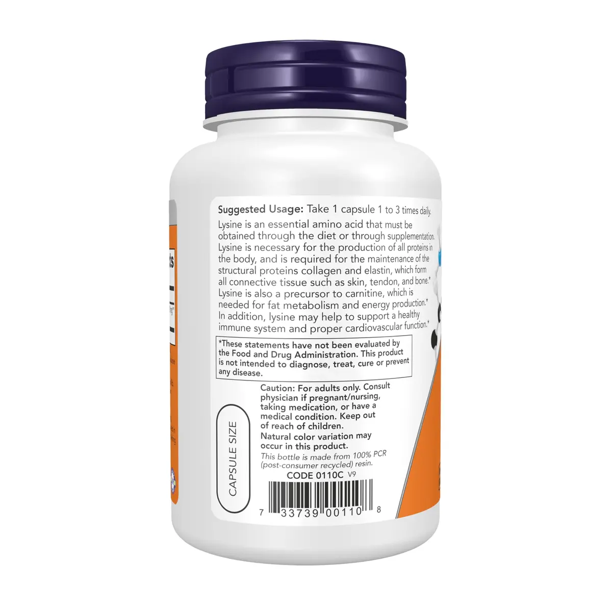 NOW Supplements, L-Lysine 500 mg, Amino Acid, 100 Veg Caps | Supports Collagen & Immune Function - view 3
