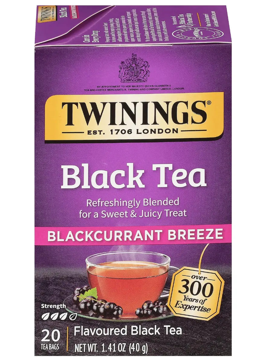 Twinings Blackcurrant Breeze Black Tea Bags 20 | Fruity & Caffeinated (70-120 chars) - main product image