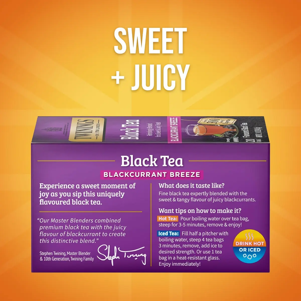 Twinings Blackcurrant Breeze Black Tea Bags 20 | Fruity & Caffeinated (70-120 chars) - view 2