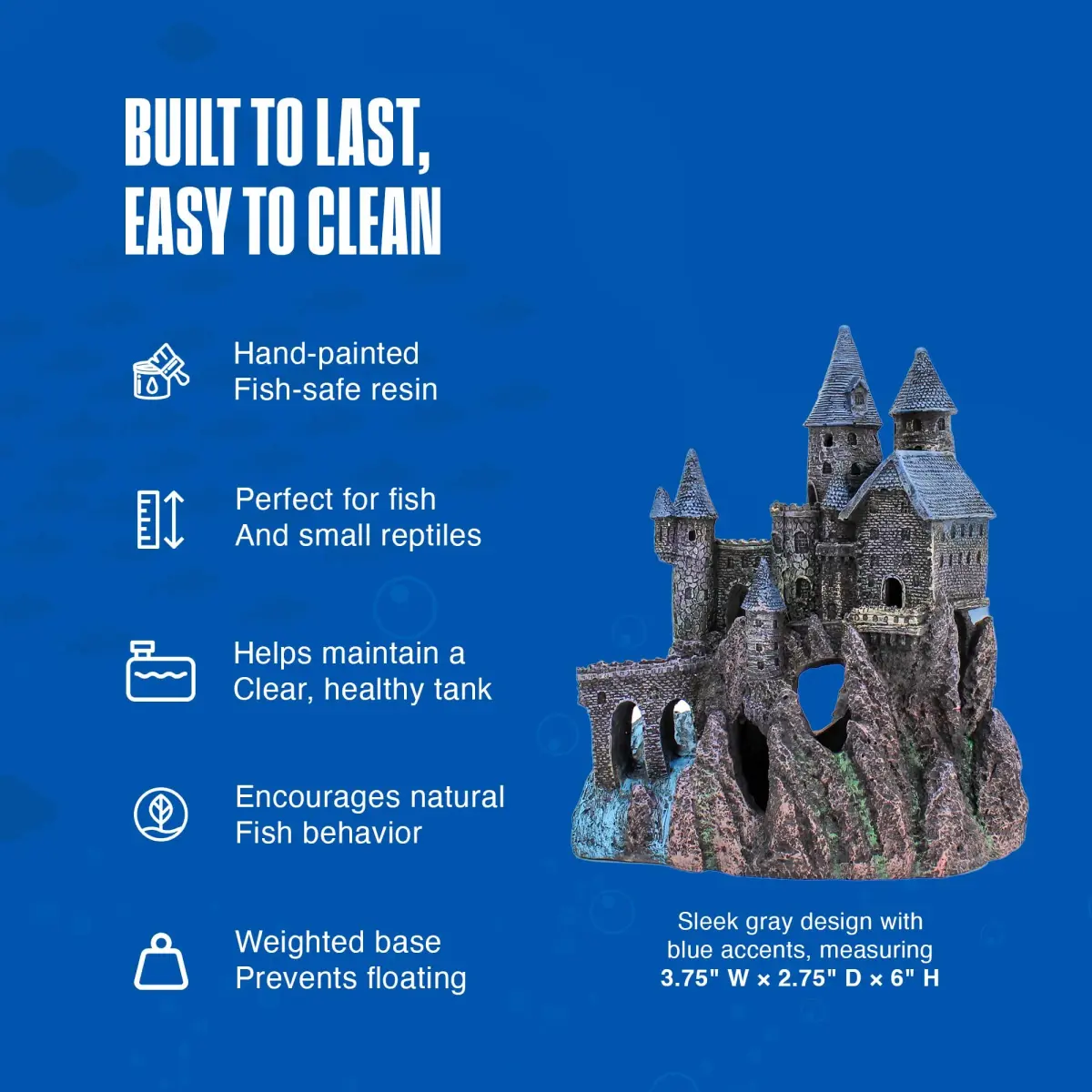 Penn-Plax Enchanted Castle Aquarium Decoration Small | Safe for Freshwater and Saltwater Fish Tanks - view 4