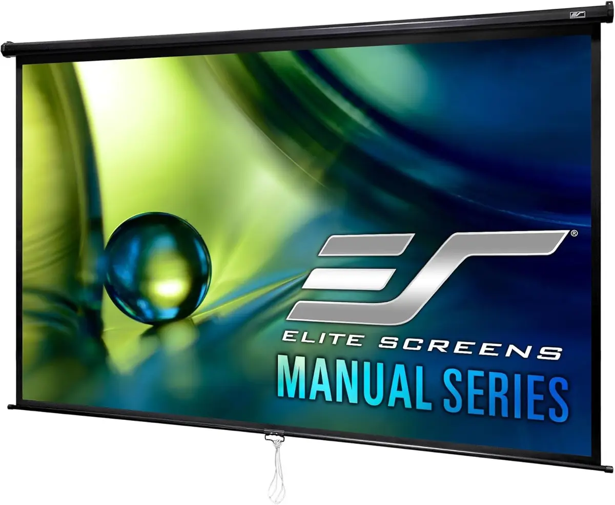 Elite Screens Manual Series 100-INCH 16:9 Pull Down Projector Screen with AUTO LOCK, 8K/4K Ultra HD, Black - main product image