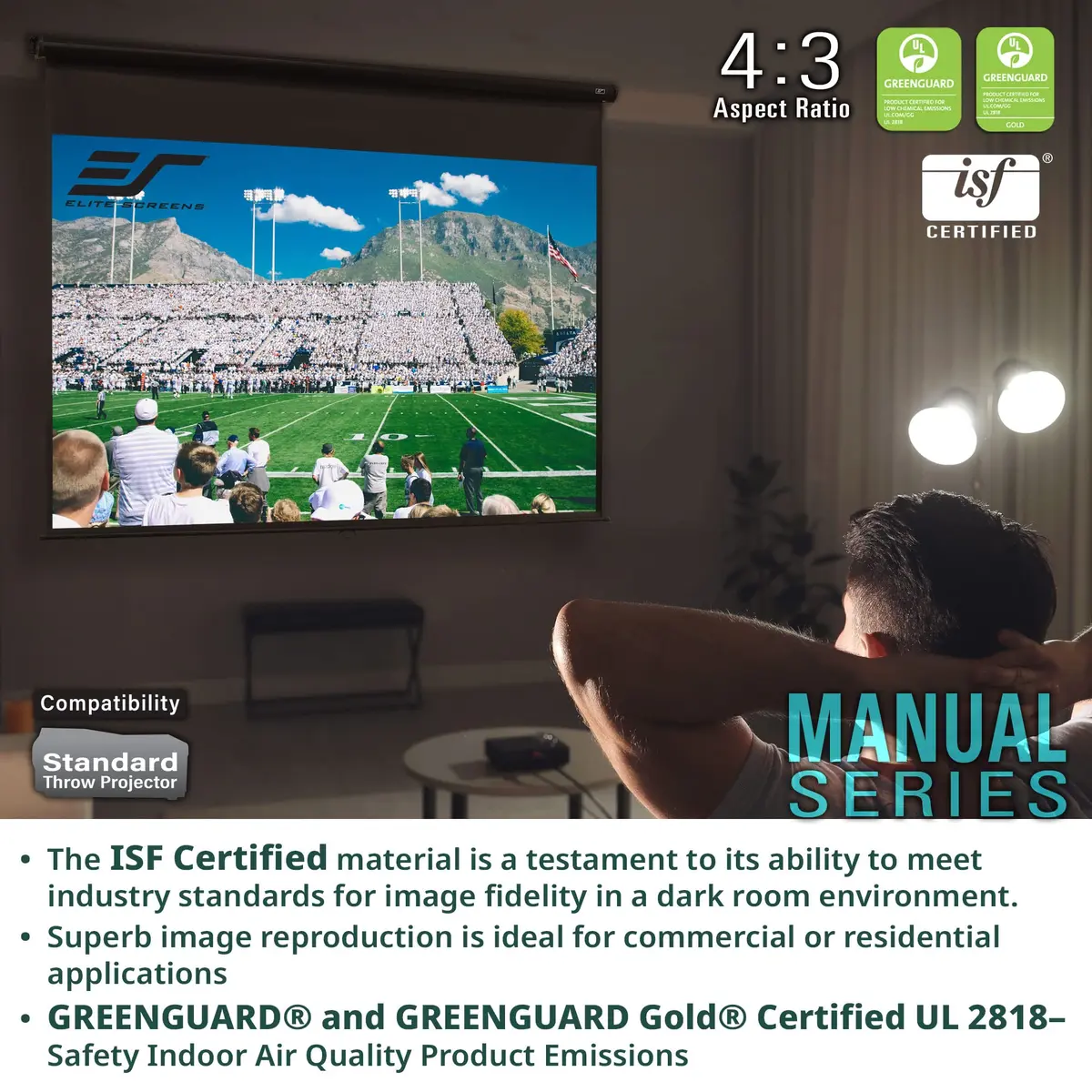 Elite Screens Manual Series 100-INCH 16:9 Pull Down Projector Screen with AUTO LOCK, 8K/4K Ultra HD, Black - view 2