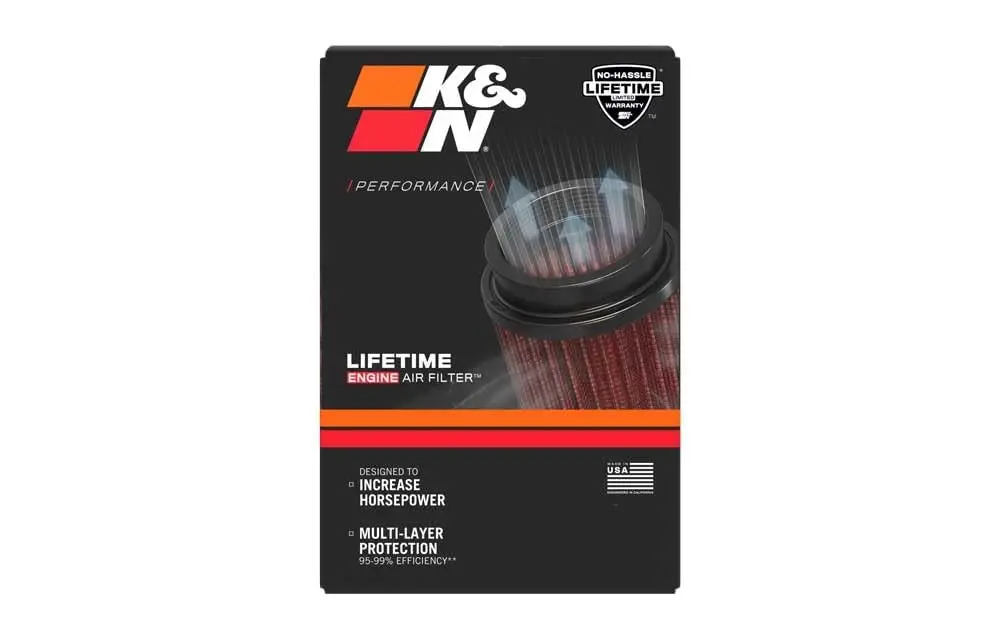 K&N High-Flow Universal Clamp-On Air Filter 2.875 In Flange, 6 In Height | Premium, Washable, Engine Performance - view 3