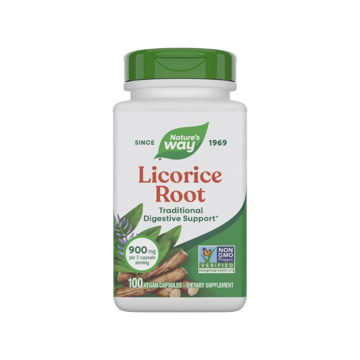 Nature's Way Licorice Root Capsules 900 mg 100 ct | Traditional Digestive Support - main product image