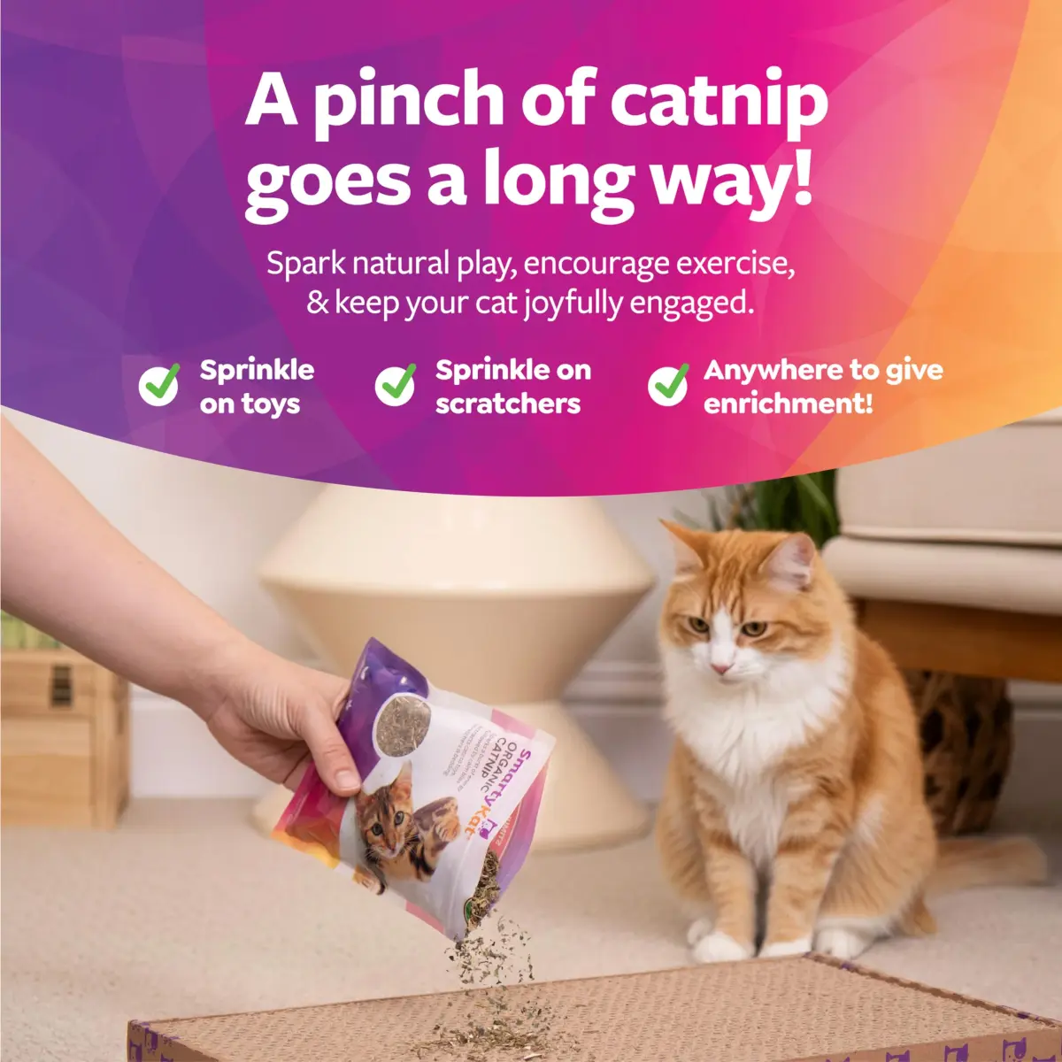 SmartyKat Organic Catnip & Silvervine Blend for Cats & Kittens, 1 oz (28.35 g) | Potent Natural Stimulant - view 5