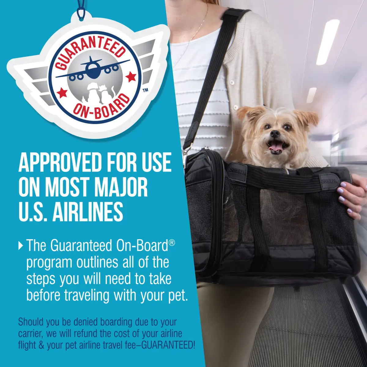 Sherpa Original Deluxe Travel Pet Carrier, Airline Approved & Guaranteed On Board - Black, Small | Compact, Airline Friendly & Versatile - view 4