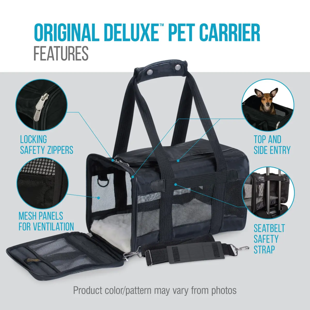 Sherpa Original Deluxe Travel Pet Carrier, Airline Approved & Guaranteed On Board - Black, Small | Compact, Airline Friendly & Versatile - view 7