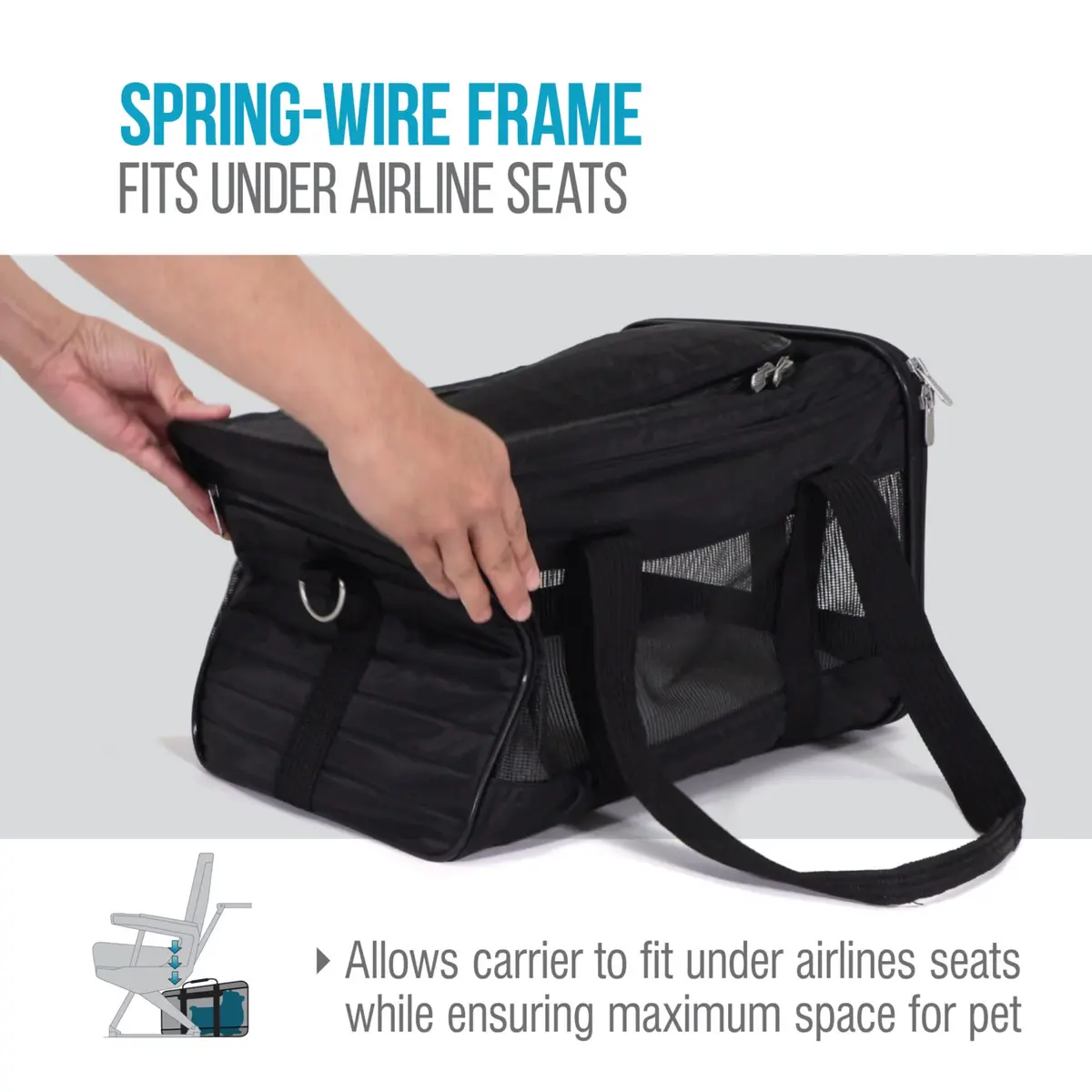 Sherpa Original Deluxe Travel Pet Carrier, Airline Approved & Guaranteed On Board - Black, Small | Compact, Airline Friendly & Versatile - view 8