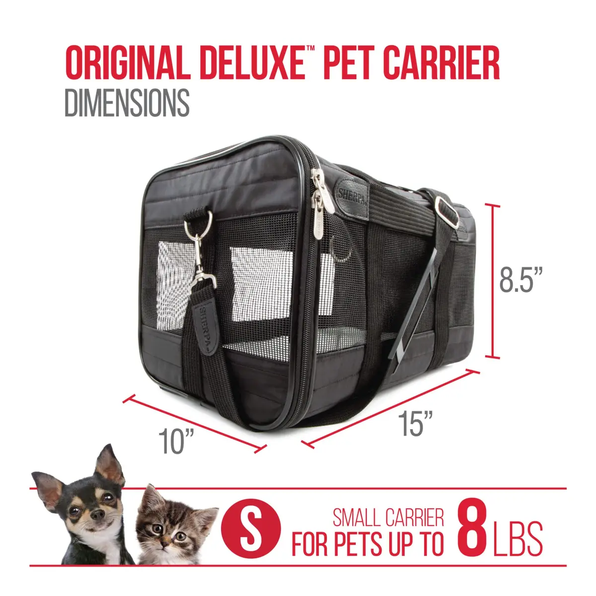 Sherpa Original Deluxe Travel Pet Carrier, Airline Approved & Guaranteed On Board - Black, Small | Compact, Airline Friendly & Versatile - view 3