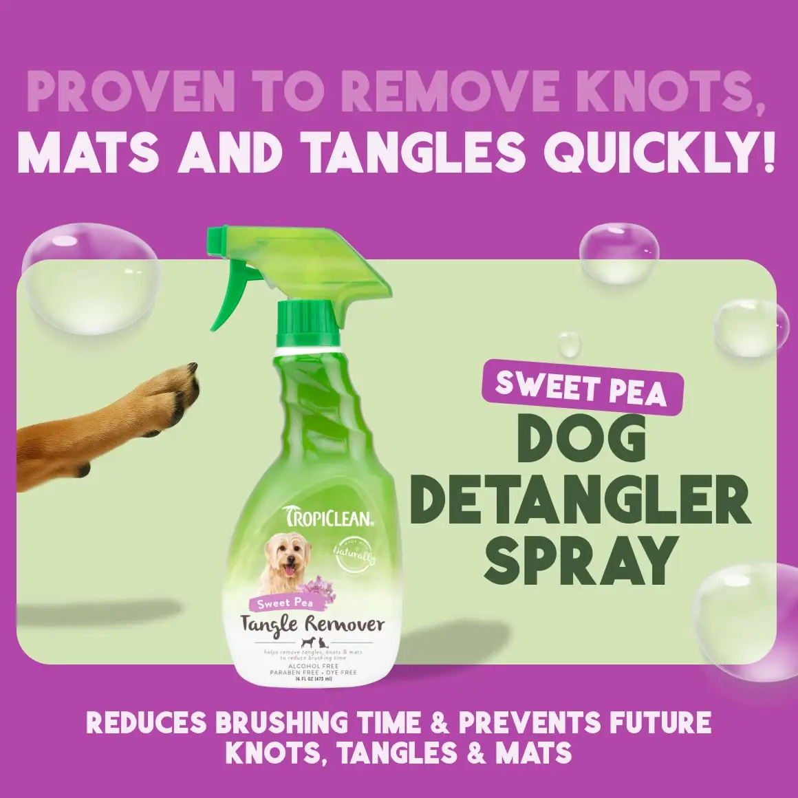 TropiClean Dog Detangler Spray 16 oz | Dematting & Leave-in Conditioner for All Coat Types - view 2