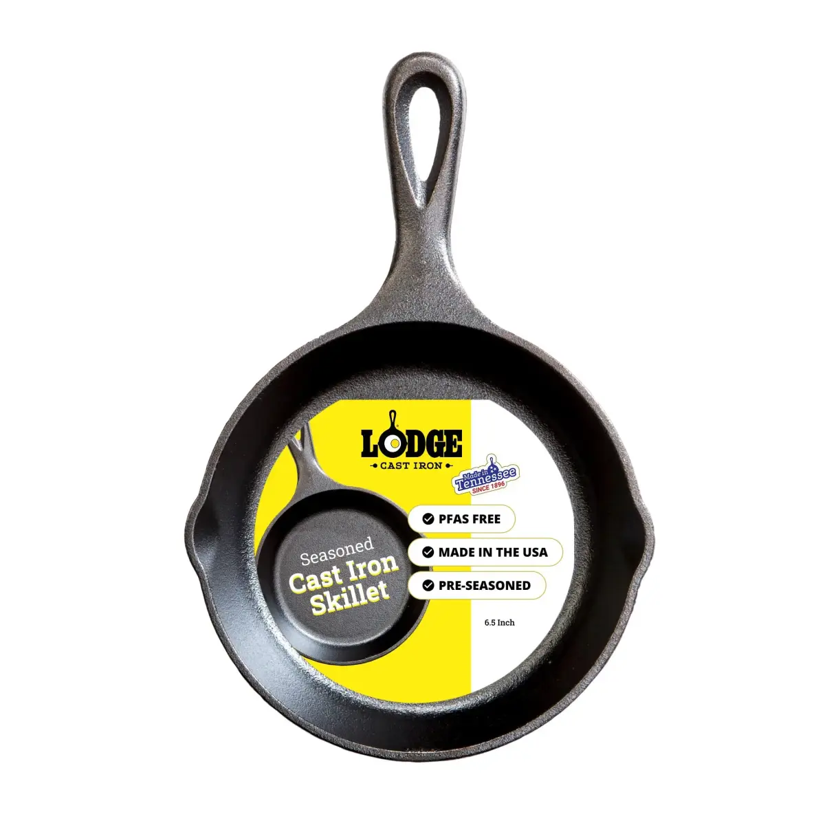 Lodge Seasoned Cast Iron Skillet 6.5 Inch | Naturally Non-Stick Cookware for Oven, Stove, Grill, Campfire - main product image