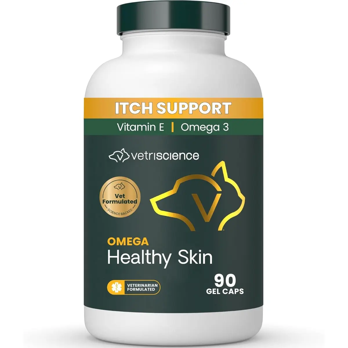 VetriScience Omega Healthy Skin Capsules for Dogs and Cats, 90 Count | Supports Skin Health & Reduces Itching - main product image
