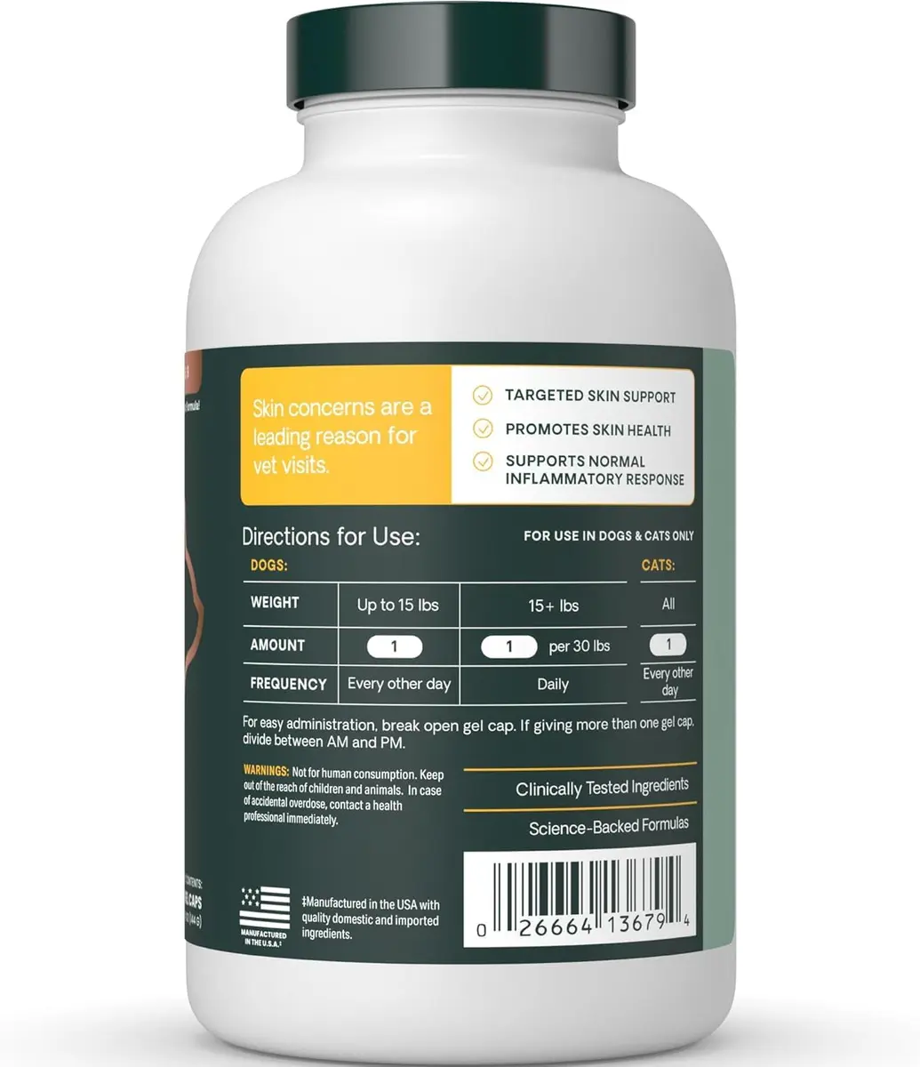 VetriScience Omega Healthy Skin Capsules for Dogs and Cats, 90 Count | Supports Skin Health & Reduces Itching - view 9