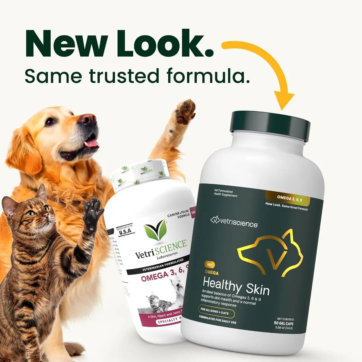 VetriScience Omega Healthy Skin Capsules for Dogs and Cats, 90 Count | Supports Skin Health & Reduces Itching - view 2