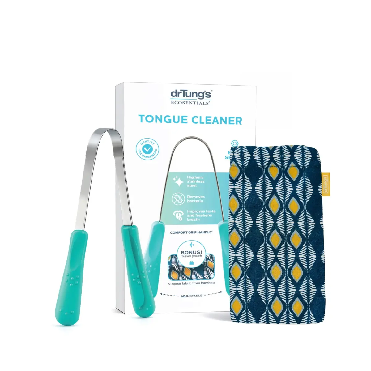 drTung's Stainless Steel Tongue Scraper with Comfort Grip Handle | 1 Count (Pack of 1) - main product image