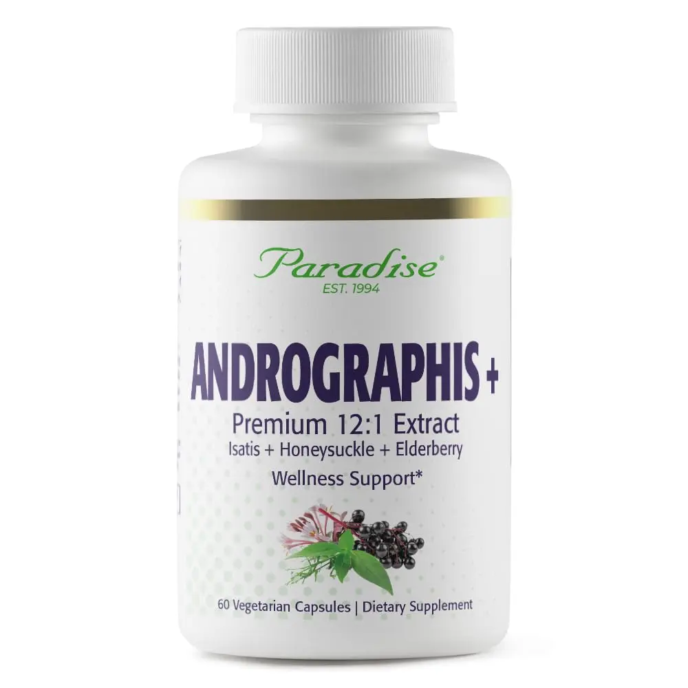 Paradise Herbs Andrographis Elderberry Isatis 60 Vegetarian Capsules | Bioactive, Vegan & Keto-Friendly - main product image