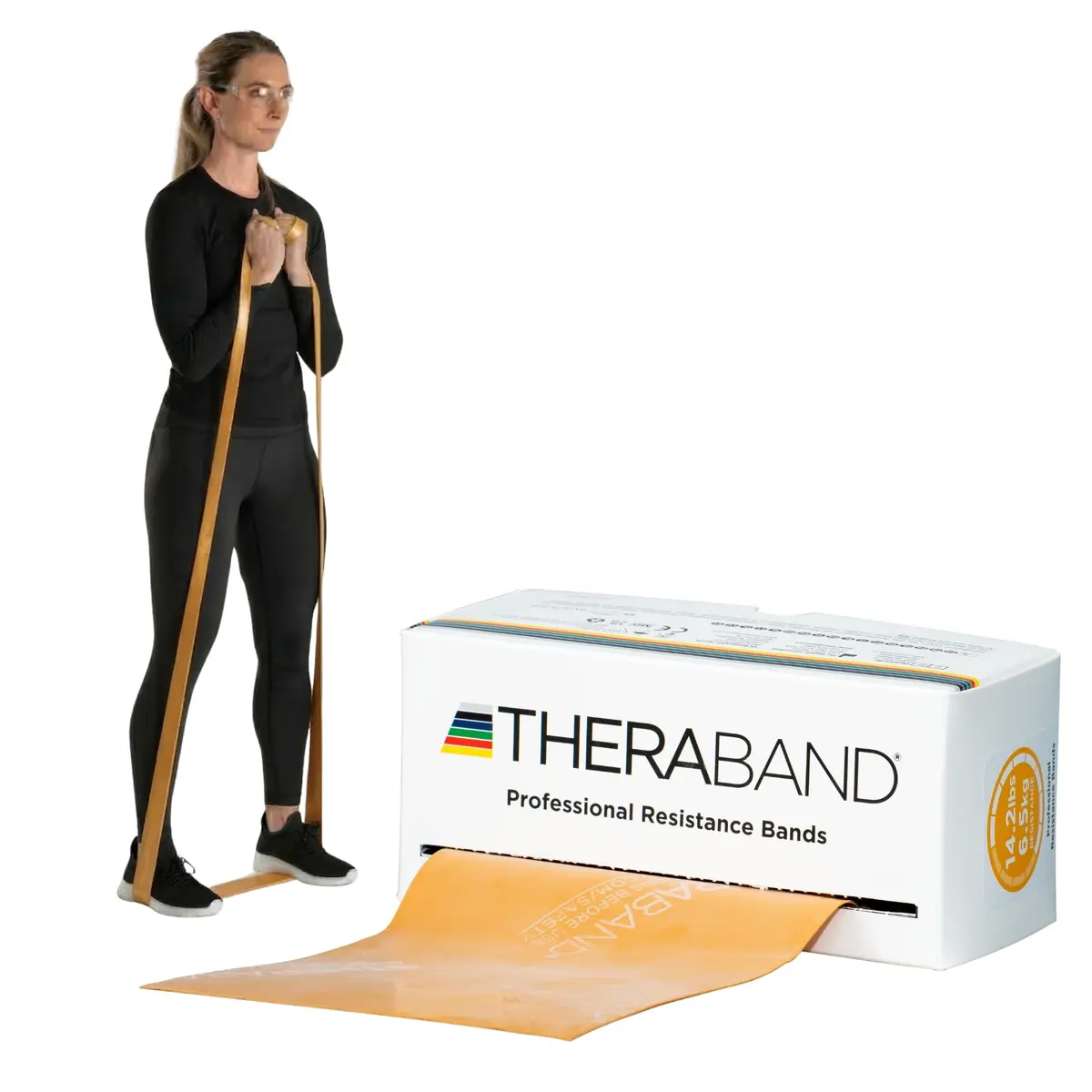 THERABAND Resistance Band, Exercise, Physical Therapy, Workout, Gold | Latex, 6 Yard, Max Resistance - main product image