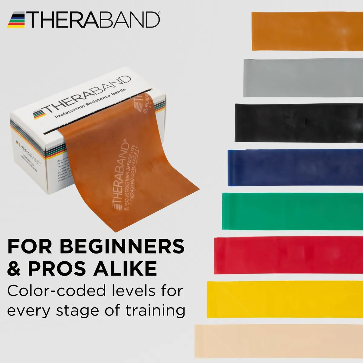 THERABAND Resistance Band, Exercise, Physical Therapy, Workout, Gold | Latex, 6 Yard, Max Resistance - view 7
