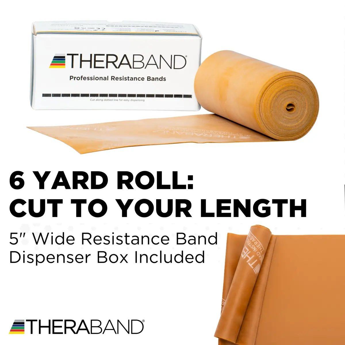 THERABAND Resistance Band, Exercise, Physical Therapy, Workout, Gold | Latex, 6 Yard, Max Resistance - view 2