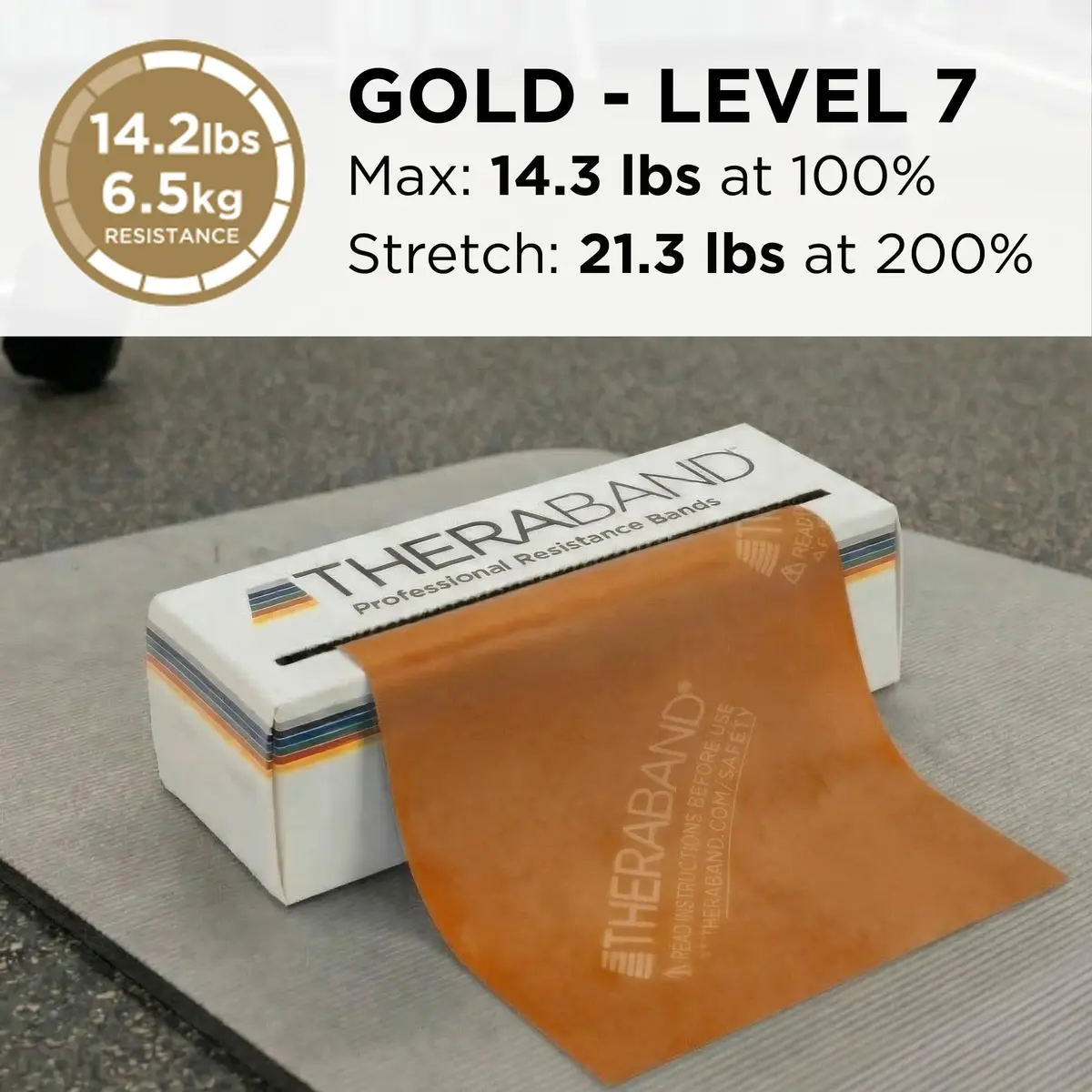 THERABAND Resistance Band, Exercise, Physical Therapy, Workout, Gold | Latex, 6 Yard, Max Resistance - view 3