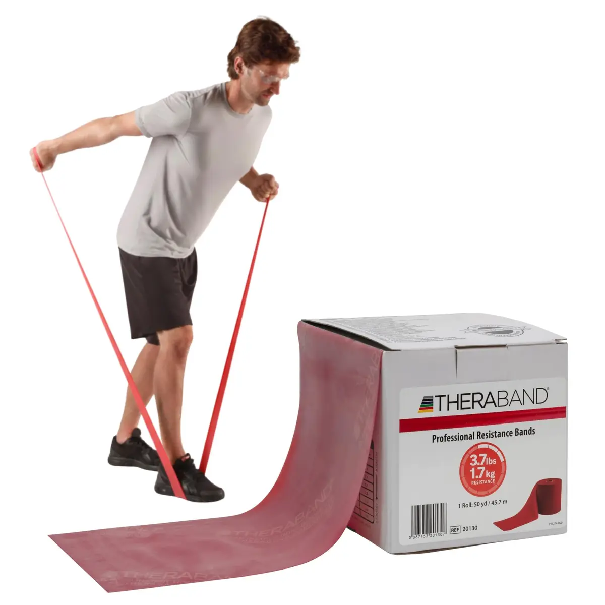 THERABAND Resistance Band Roll, Medium Red, 45.7m (50 Yard) | Professional Grade Latex for Strength & Flexibility - main product image