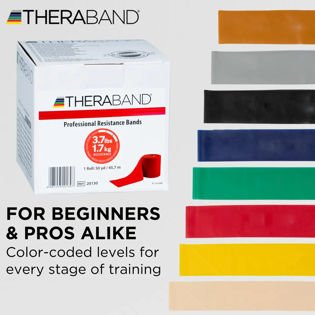 THERABAND Resistance Band Roll, Medium Red, 45.7m (50 Yard) | Professional Grade Latex for Strength & Flexibility - view 7