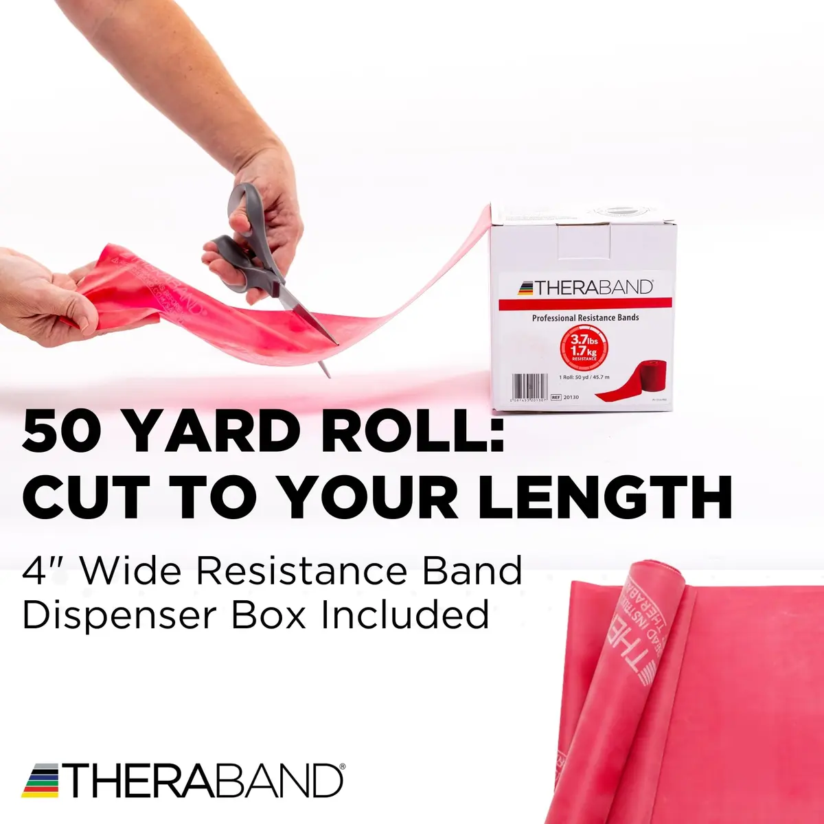 THERABAND Resistance Band Roll, Medium Red, 45.7m (50 Yard) | Professional Grade Latex for Strength & Flexibility - view 2