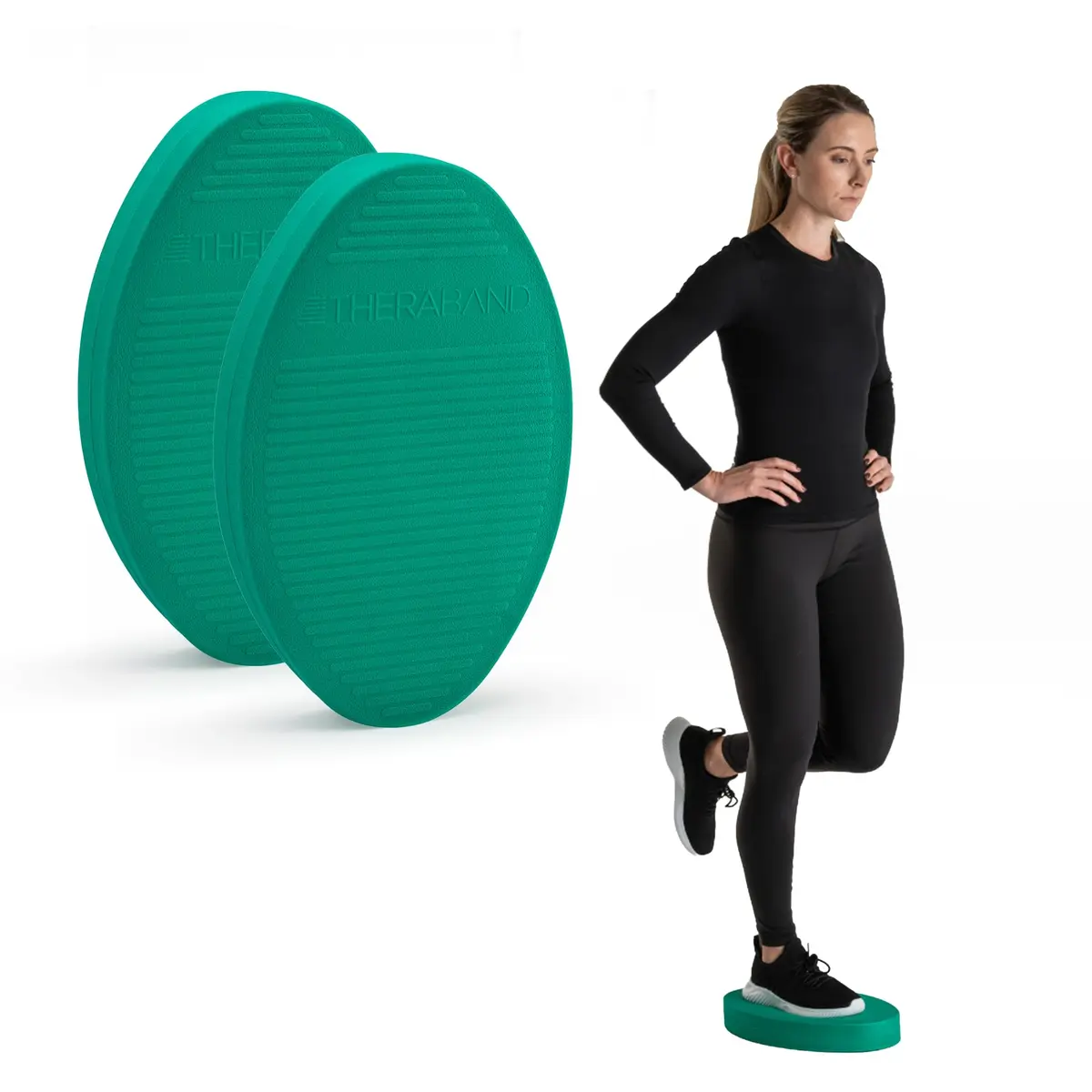 THERABAND Stability Trainer Pad, Foam Balance Pad, Firm, Set of 2, Green | Improve Balance & Core Strength - view 4